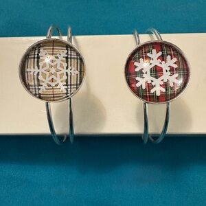 Plaid Snowflake Cuff Bracelets
